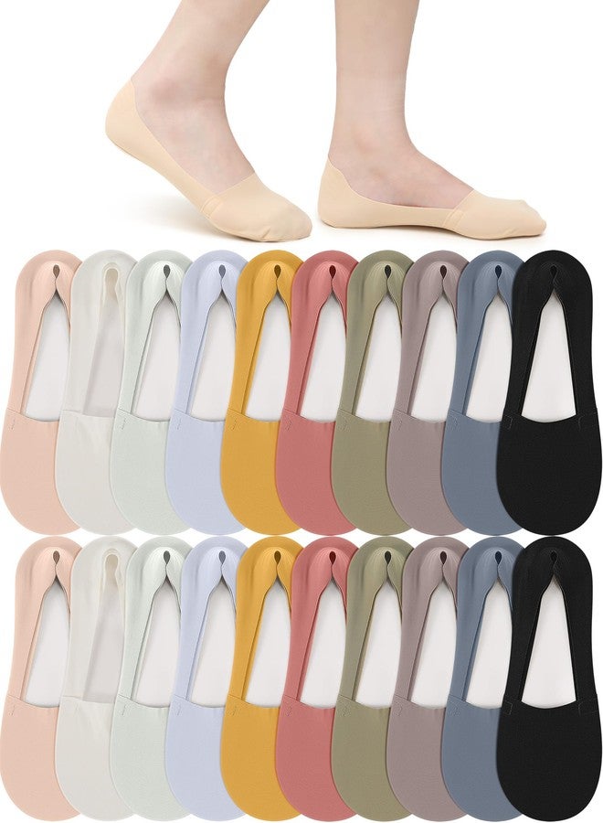 ShinyMatch 20 Pairs No Show Socks Womens for Flats Loafers Thin Low Cut Liner Non Slip Invisible Socks Size 5-9(Multicolor) - Image 1